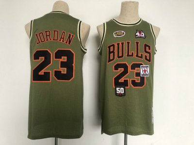 NBA 23 Michael Jordan Bulls Maillot military flight patchs green